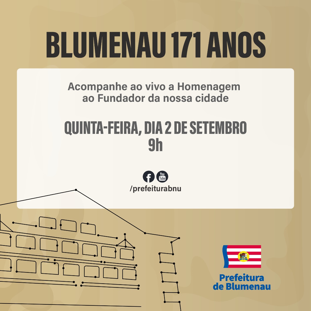 Blumenau (SC) comemora 171 anos de história neste dia 02 de setembro.